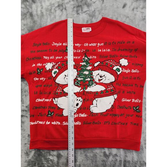 Vintage 90s Nutcracker Dual-Sided Teddy Bear Christmas Sweatshirt Size M Red - Picture 9 of 10